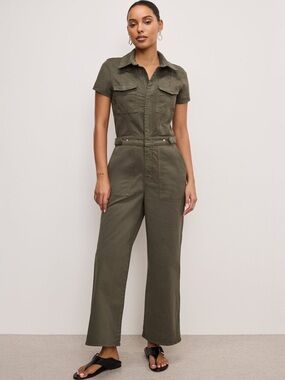 Good American Fit for Success Twill Palazzo Cropped Jumpsuit